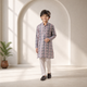 Voilet Loom Silk Kurta - Set For Kids