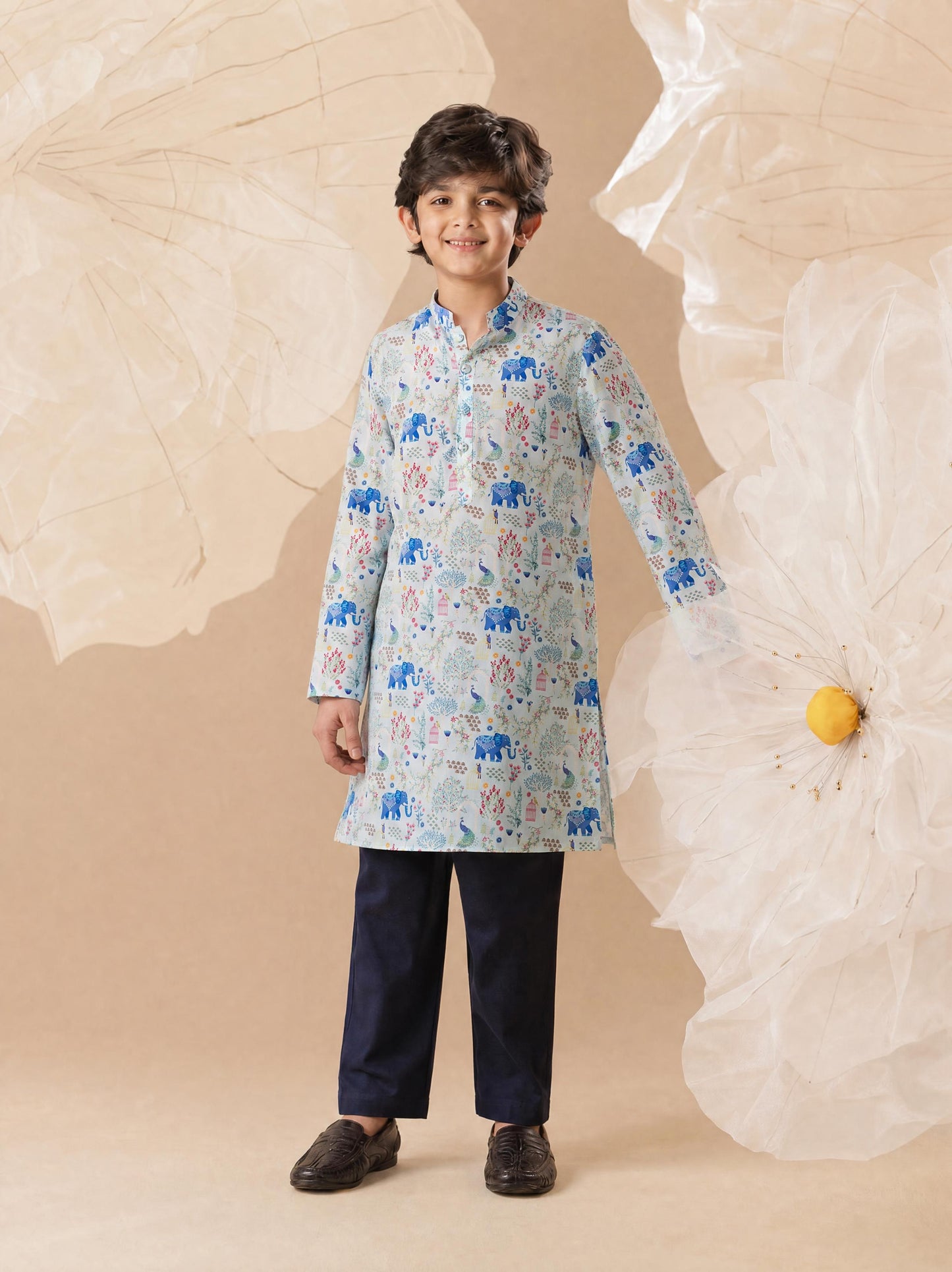 Mughal Muse Silk Kurta - Set For Kids