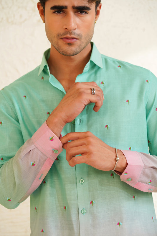Rain Check Embroidery - Linen Shirt