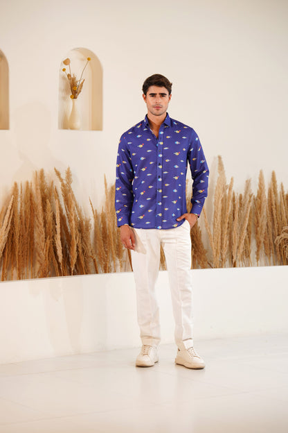 Fish Tales - Printed Linen Shirt