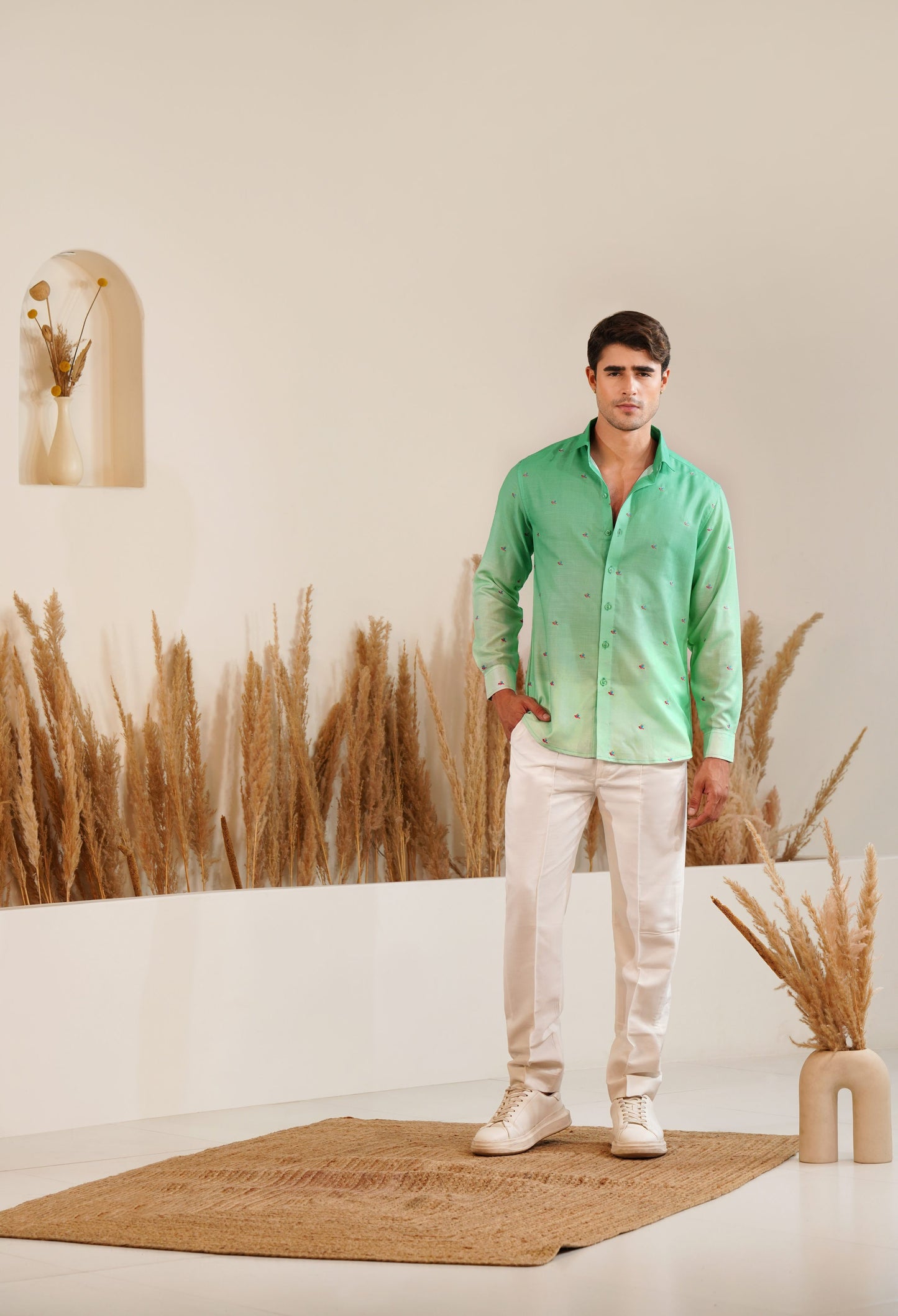 Meadow Drift  - Embroidery Linen Shirt