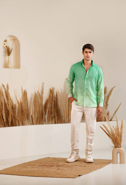 Meadow Drift  - Embroidery Linen Shirt