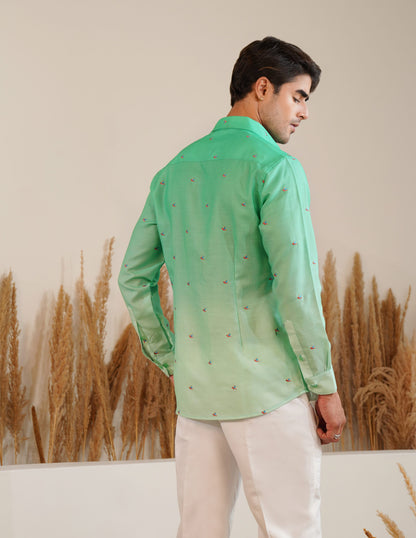 Meadow Drift  - Embroidery Linen Shirt