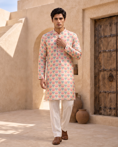 Pink Blush - Silk Kurta