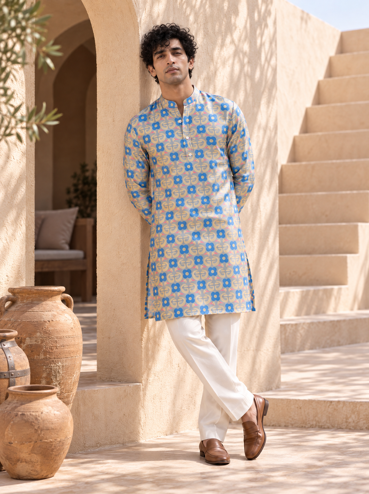 Swan Symphony - Silk Kurta