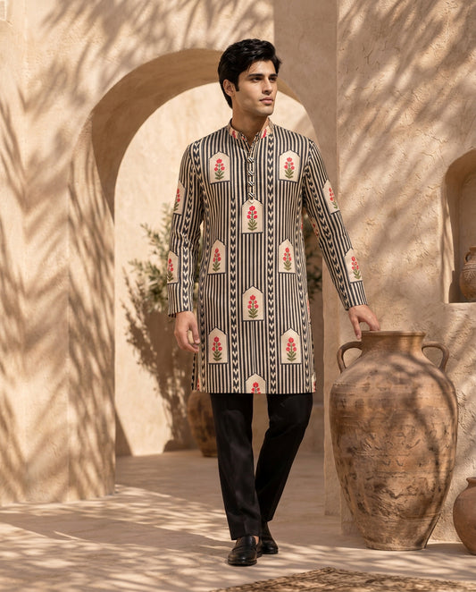 Mughal Stripe Silk Kurta