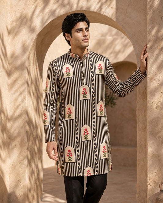 Mughal Stripe Silk Kurta