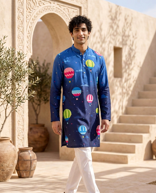 Sky High - Silk Embroidery Kurta Set
