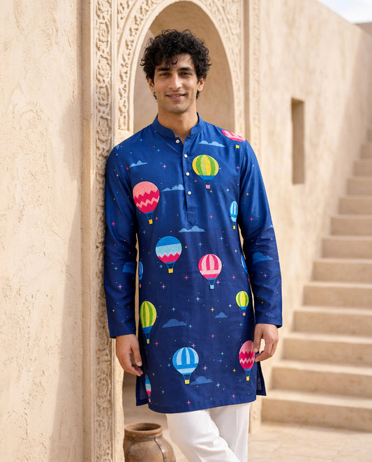 Sky High - Silk Embroidery Kurta Set