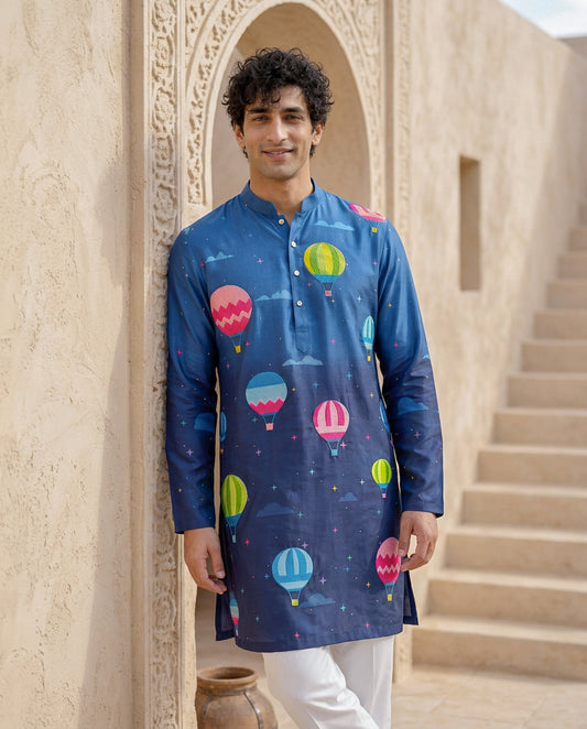 Sky High - Silk Embroidery Kurta Set