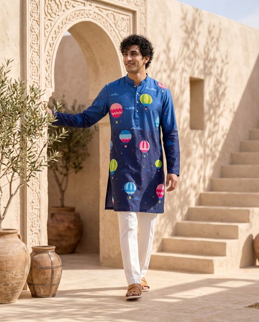 Sky High - Silk Embroidery Kurta Set