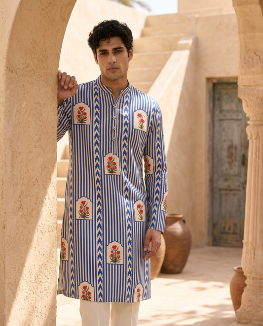 Linear Heritage - Silk Kurta