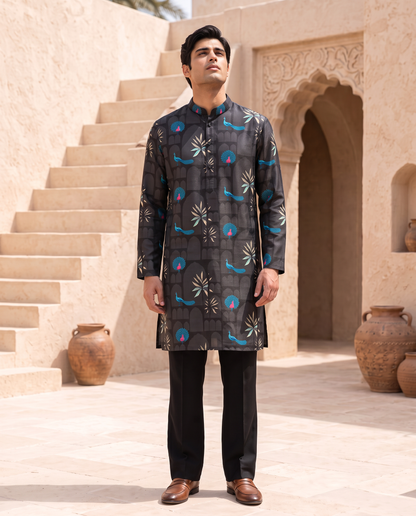 Peacock Arch - Silk Kurta