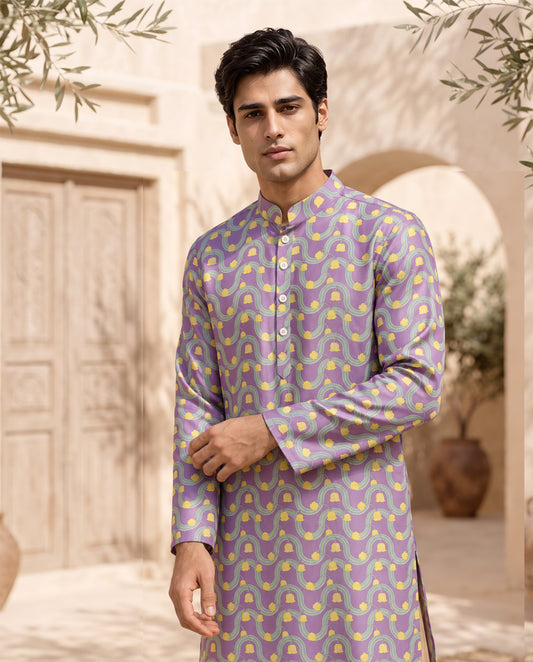 Violet Waves - Silk Kurta