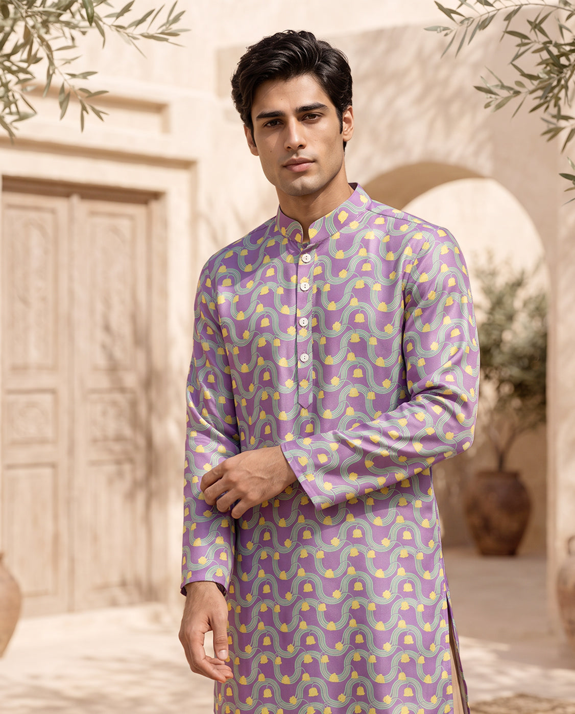 Violet Waves - Silk Kurta