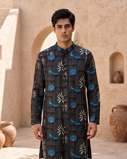 Peacock Arch - Silk Kurta