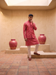 Pink Leopard -Nehru Jacket Set