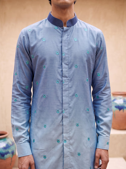 Owl Hour - Linen Embroidery Kurta
