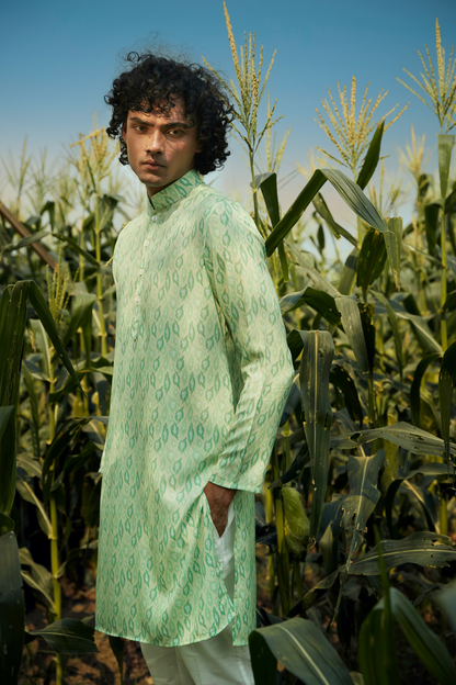 Green Spectrum  - Silk Kurta
