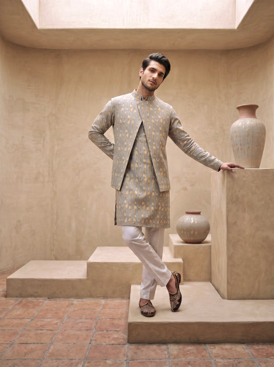 Golden Orchids - Nehru Jacket Set