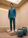 Green  Solid - Silk Bandhgala