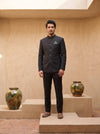 Black Solid - Silk Bandhgala