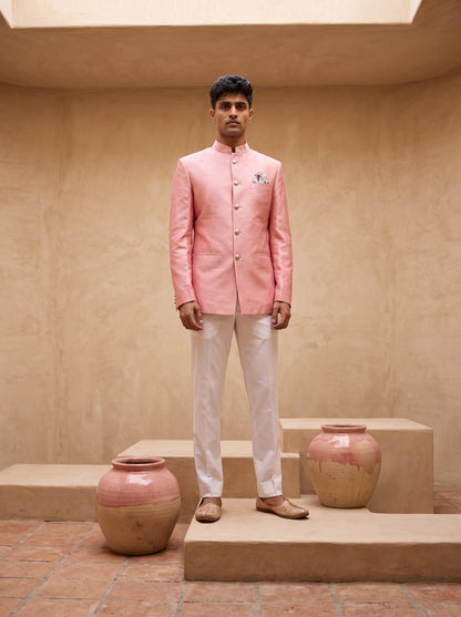 Pink Solid - Silk Bandhgala