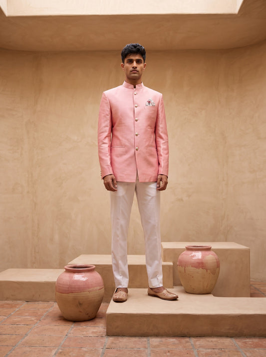 Pink Solid - Silk Bandhgala