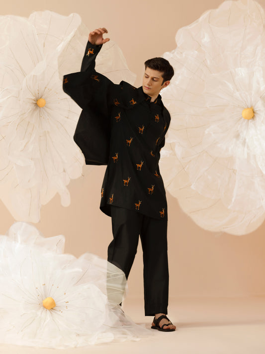 Taraash  - Silk Embroidery Nehru Jacket Set