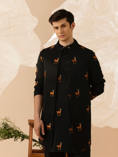 Taraash  - Silk Embroidery Nehru Jacket Set