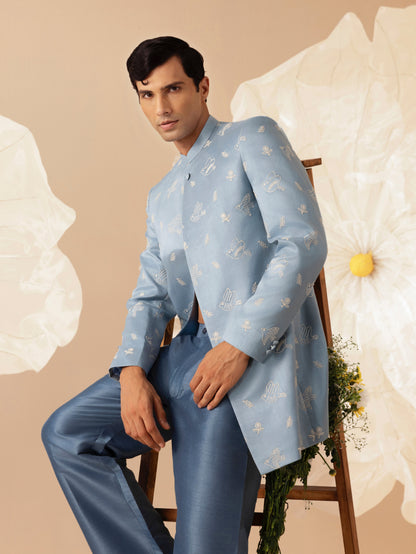 Parinda - Silk Embroidery Indo-Western Jacket Kurta Set