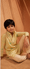 Flying Horses - Printed Silk Kurta Set For Kids