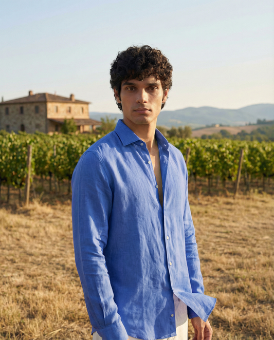 Azure Escape - Casual Linen Shirt