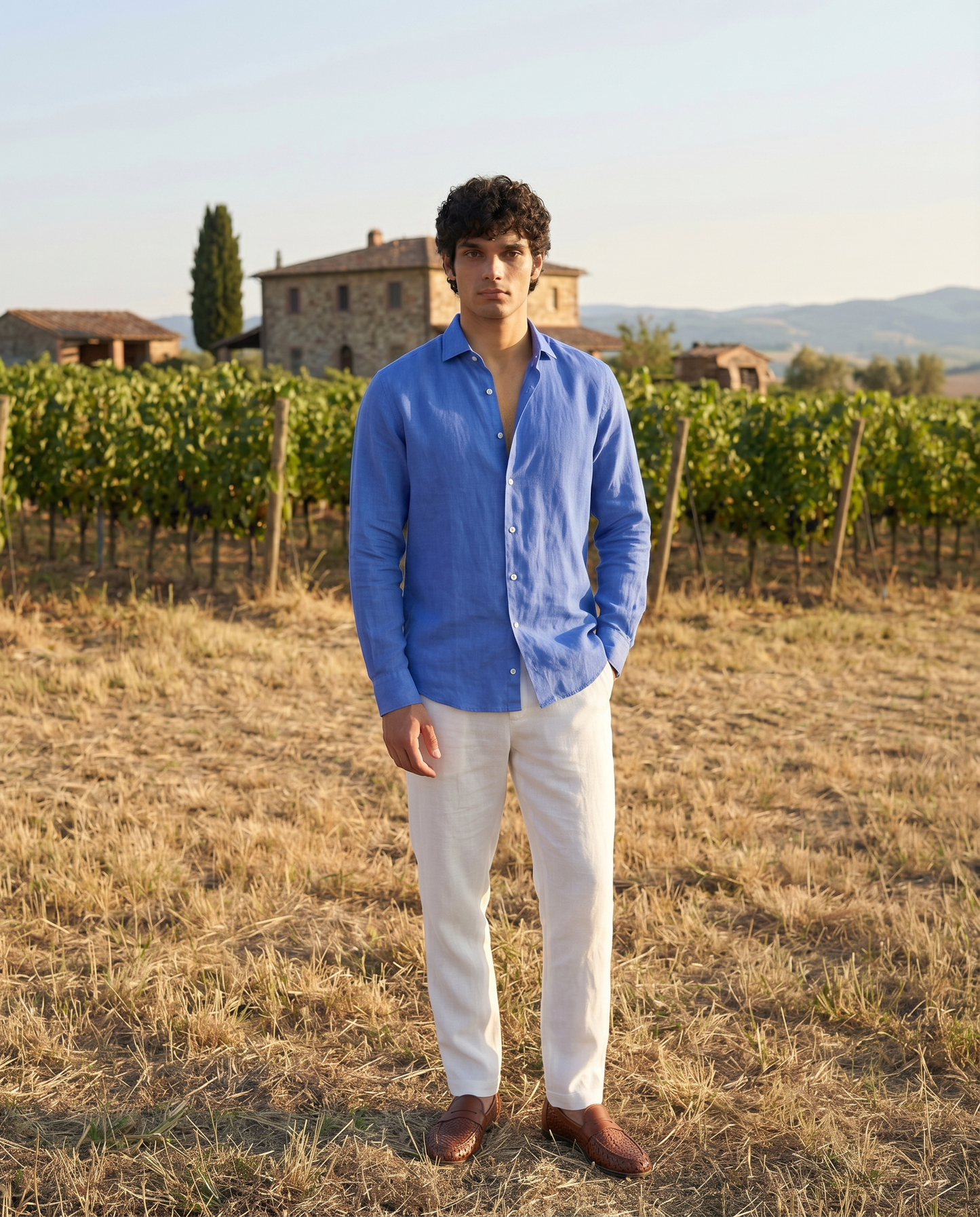 Azure Escape - Casual Linen Shirt