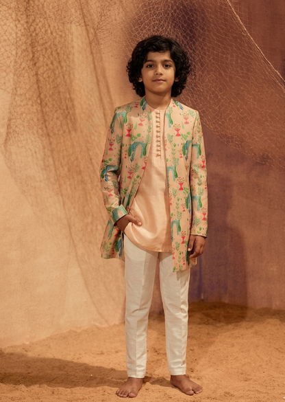 Pink Garden Indo -Western Set For Kids