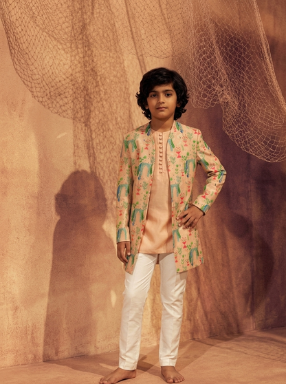 Pink Garden Indo -Western Set For Kids