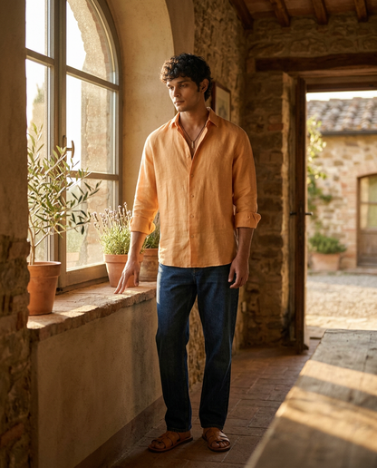 Oasis Orange  - Linen Shirt