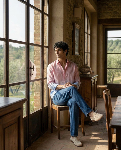 Coral Tide  - Linen Shirt