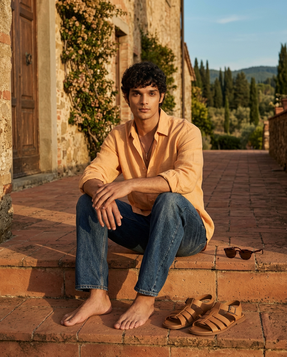 Oasis Orange  - Linen Shirt