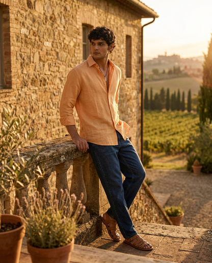 Oasis Orange  - Linen Shirt