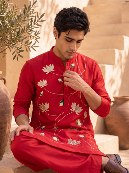 Kamal - Silk Embroidery Kurta Set